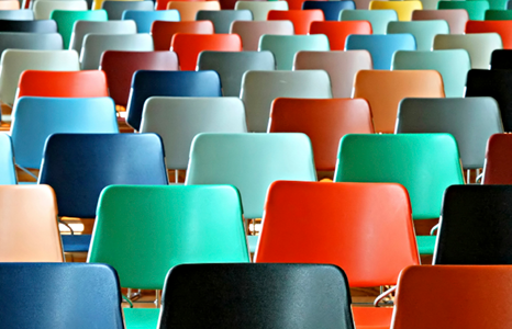 Colourful Chairs Arranged in Rows